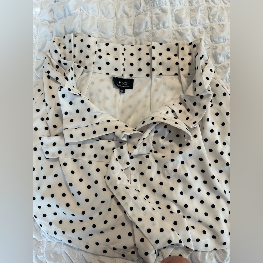 Perfection Polka Dot Paper Bag Waist Shorts - Picture 1 of 4